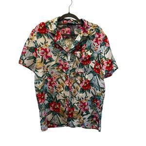 Vintage Anna & Frank Silk Hawaiian Shirt Small Tropical Floral Resort Blouse